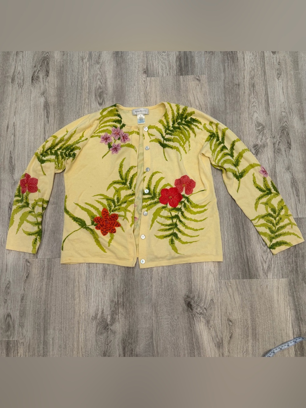 Susan Bristol Floral Botanical Embroidered Cardigan‎ Size XL